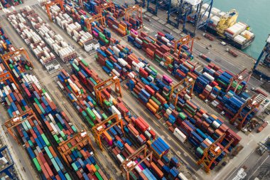 Kwai Tsing, Hong Kong 09 Ekim 2018:-kargo konteyner liman Hong Kong 