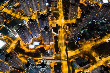 Tin Shui Wai, Hong Kong 27 Ekim 2018:-gece Hong Kong şehir