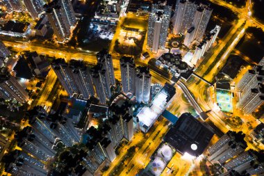 Tin Shui Wai, Hong Kong, 27 Ekim 2018:-gece Hong Kong şehir