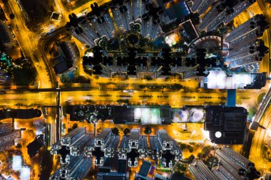 Tin Shui Wai, Hong Kong 27 Ekim 2018:-gece Hong Kong şehir