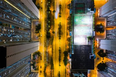 Tin Shui Wai, Hong Kong 27 Ekim 2018:-gece Hong Kong şehir