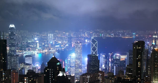 Victoria Peak Hong Kong Novembre 2018 Skyline Hong Kong Notte — Foto Stock