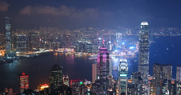 Victoria Harbour Hong Kong Novembro 2018 Cidade Hong Kong Noite — Fotografia de Stock