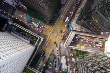 Merkez, Hong Kong 01 Kasım 2018:-Hong Kong trafik havadan görünümü