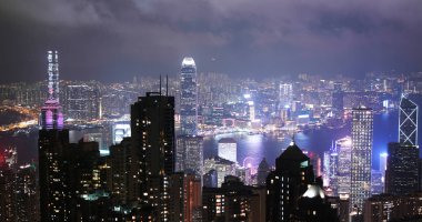 Victoria Tepesi, Hong Kong 06 Kasım 2018: - Gece Hong Kong Şehri