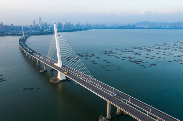 Hong Kong Outubro 2018 Vista Superior Ponte Baía Shenzhen — Fotografia de Stock