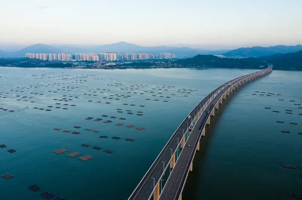 Hong Kong Octubre 2018 Vista Superior Del Puente Bahía Shenzhen —  Fotos de Stock