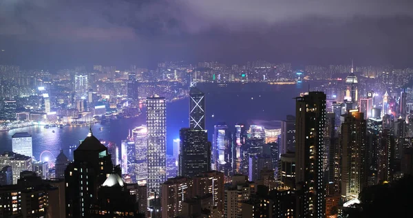 ビクトリア ピーク 2018 夜の香港のスカイライン — ストック写真