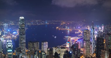 Victoria peak, Hong Kong - 09 Kasım, 2018: gece Hong Kong şehir