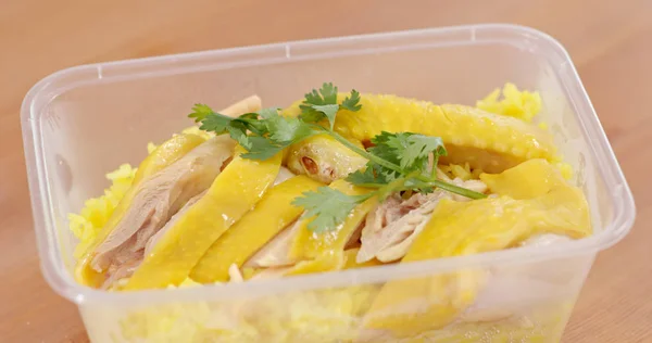 Steamed Chicken Rice Take Away Box — Stock Photo, Image