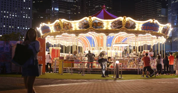 Central Hong Kong December 2018 Carousel Rides Hong Kong Night — Stock Photo, Image