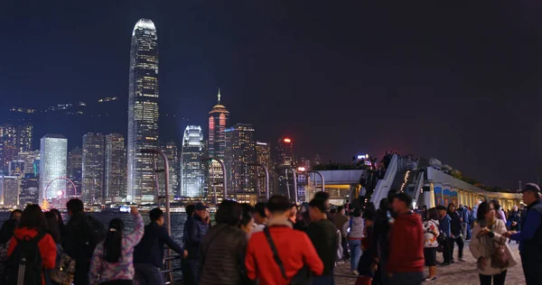 Цим Цуй Гонконг Декабря 2018 Года Туристы Наслаждаются Световым Шоу — стоковое фото