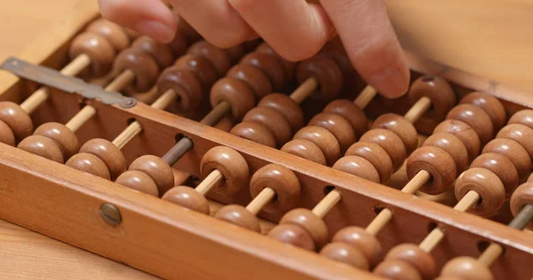 Calculate Abacus Wooden Table Stock Photo