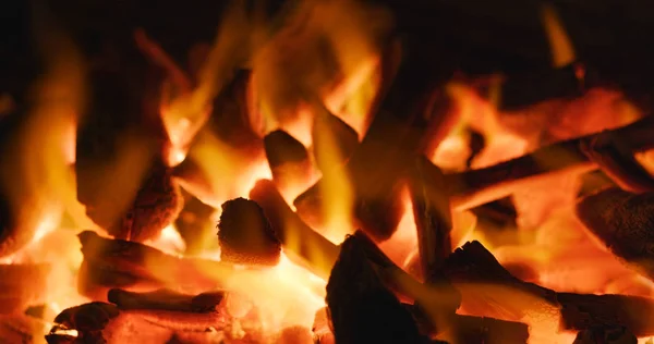 Chama Fogo Carvão Perto — Fotografia de Stock