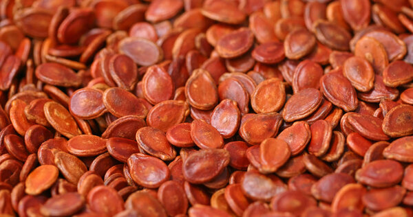 Red watermelon seeds close up