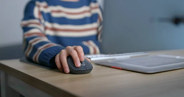 Woman work on computer at night