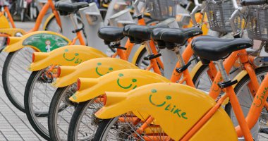 Taipei, Tayvan - 25 Aralık, 2018: paylaşmak Bisiklet Taipei City