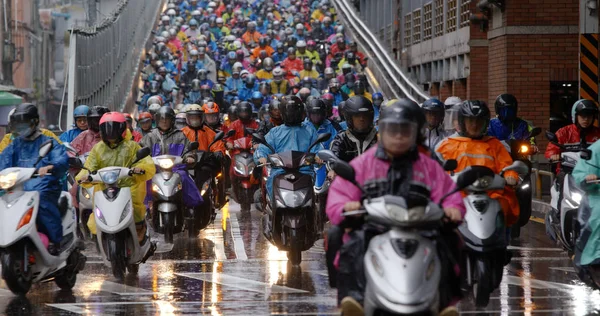 Dihua Street Taipei Cidade Dezembro 2018 Crowded Scooter Cidade Taipei — Fotografia de Stock