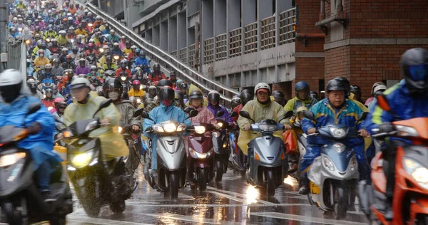 Dihua Street Taipei Cidade Dezembro 2018 Crowded Scooter Cidade Taipei — Fotografia de Stock