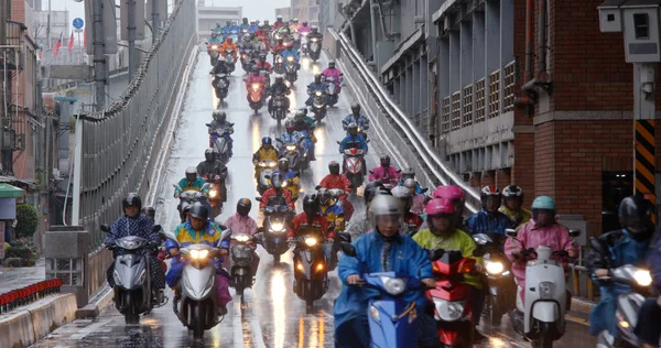 Dihua Street Taipei Cidade Dezembro 2018 Crowded Scooter Cidade Taipei — Fotografia de Stock