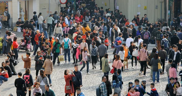 라르고 세나도 마카오 2019년 22일 세인트 유적에서 관광객의 붐비는 — 스톡 사진