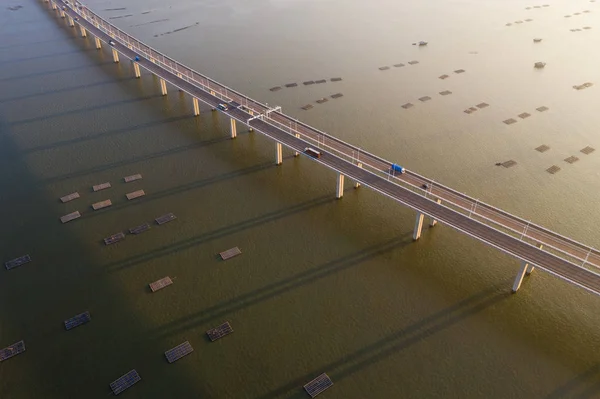 Hongkong Listopad 2018 Drone Přeletěl Přes Šenzhen Bay Bridge — Stock fotografie