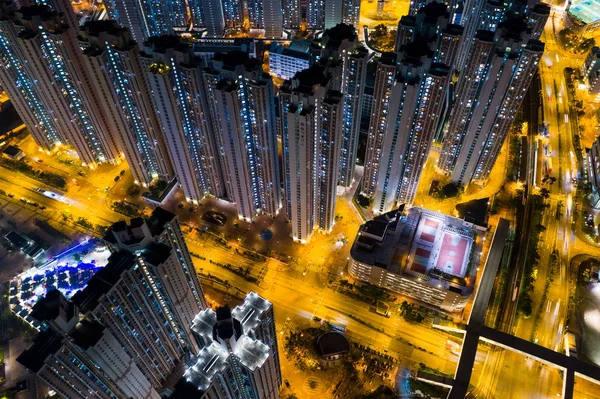 ティン シュイ 11月 2018 夜の香港住宅街のトップビュー — ストック写真