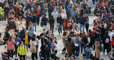 Largo Do Senado, Macau - 22 Ocak 2019: Çin yeni yıl dekorasyonu ile Macau şehir