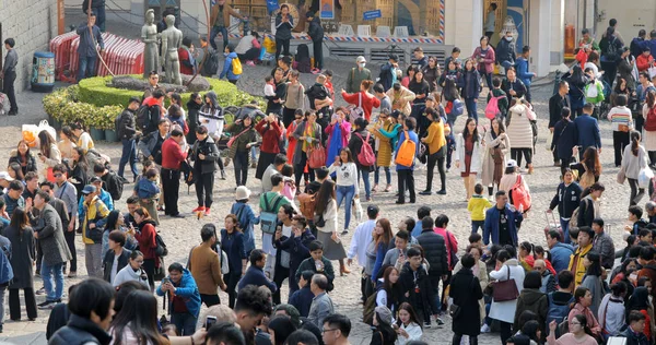 Largo Senado Macau Janeiro 2019 Acumulado Turistas Ruínas São Paulo — Fotografia de Stock