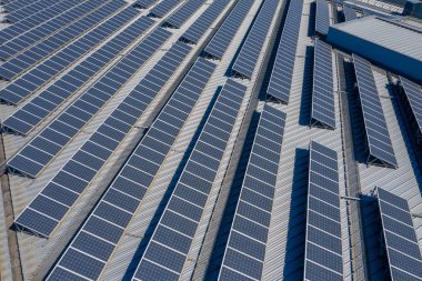 Güneş ışığı altında güneş enerjisi panelleri