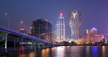 Nam Van Lake, Macau - 22 Ocak, 2019: Gece makao şehir merkezi