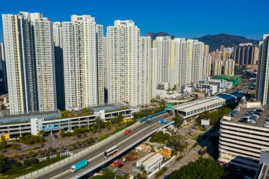 Kowloon Körfezi, Hong Kong - 29 Ocak, 2019: Hong Kong'da bir yerleşim bölgesi