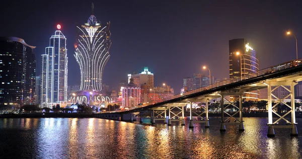 Nam Van Lake Macau Janeiro 2019 Skyline Cidade Macau Noite — Fotografia de Stock