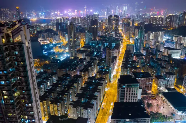 Kwa Wan 2019 夜香港住宅地区の平面図 — ストック写真