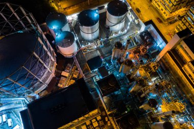 İçin Wan Kwa, Hong Kong - 29 Kasım, 2018: geceleri gaz fabrikası