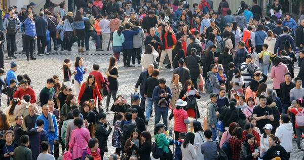 Largo Senado Macau Janeiro 2019 Acumulado Turistas Ruínas São Paulo — Fotografia de Stock