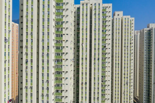 Фасад Многоквартирного Дома Гонконге — стоковое фото