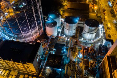 İçin Wan Kwa, Hong Kong - 29 Kasım, 2018: geceleri gaz fabrikası