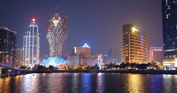 Nam Van Lake Macau Janeiro 2019 Skyline Cidade Macau Noite — Fotografia de Stock