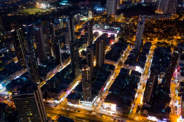 Kwa Wan 2019 夜香港繁華街の平面図 — ストック写真