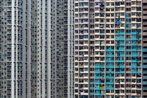 Exterior of apartment building in Hong Kong
