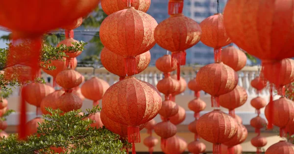 农历新年中国红灯笼装饰 — 图库照片
