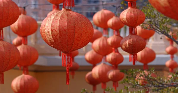 Lanterne Cinesi Rosse Decorazione — Foto Stock