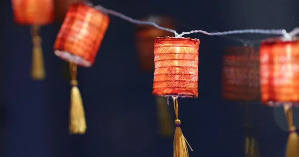 Petites Lanternes Rouges Pour Nouvel Lunaire Nuit — Photo