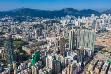 İçin Wan Kwa, Hong Kong - 29 Kasım, 2018: Hong Kong şehrin havadan görünümü