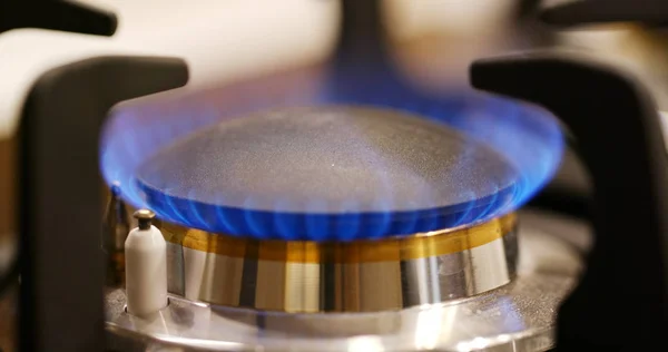 Gas burner on the stove in the kitchen