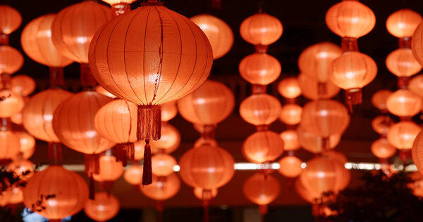 Chinese red lanterns for lunar new year at night