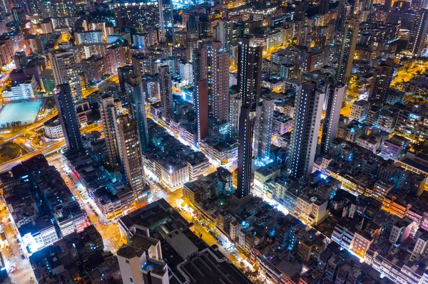 Kowloon City Hong Kong Şubat 2019 Gece Hong Kong Şehir — Stok fotoğraf