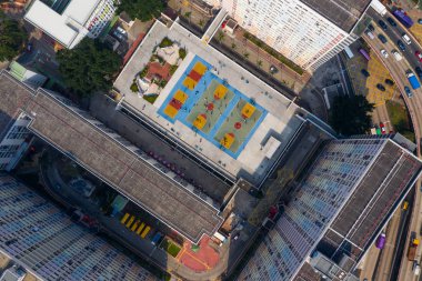 Choi Hung, Hong Kong - 26 Ocak 2019: Hong Kong toplu konutlarının üst görünümü