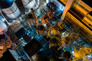 İçin Wan Kwa, Hong Kong - 29 Kasım, 2018: geceleri gaz fabrikası